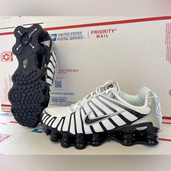 Nike Shox TL 'Metallic Silver Black' NBY Shoe HQ4049-001 Women Size 7.5 NEW - Picture 2 of 8